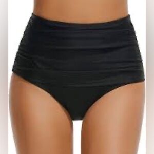 Marinavida High Waisted Shirred Black Bikini Bottoms Sizes 2X/3X